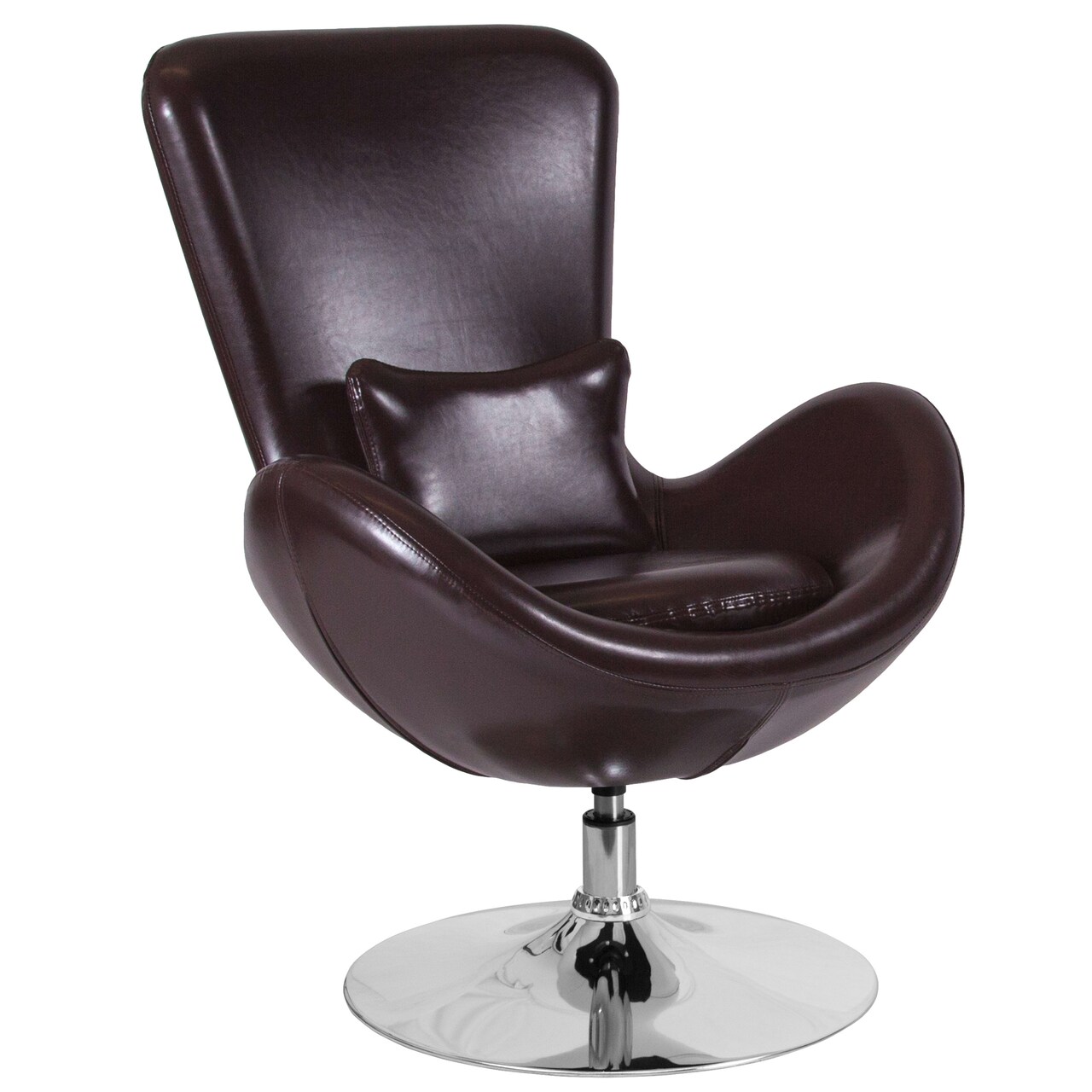 Merrick Lane Soro High-Back Egg Style Lounge Chair With 360° Swivel Metal Base